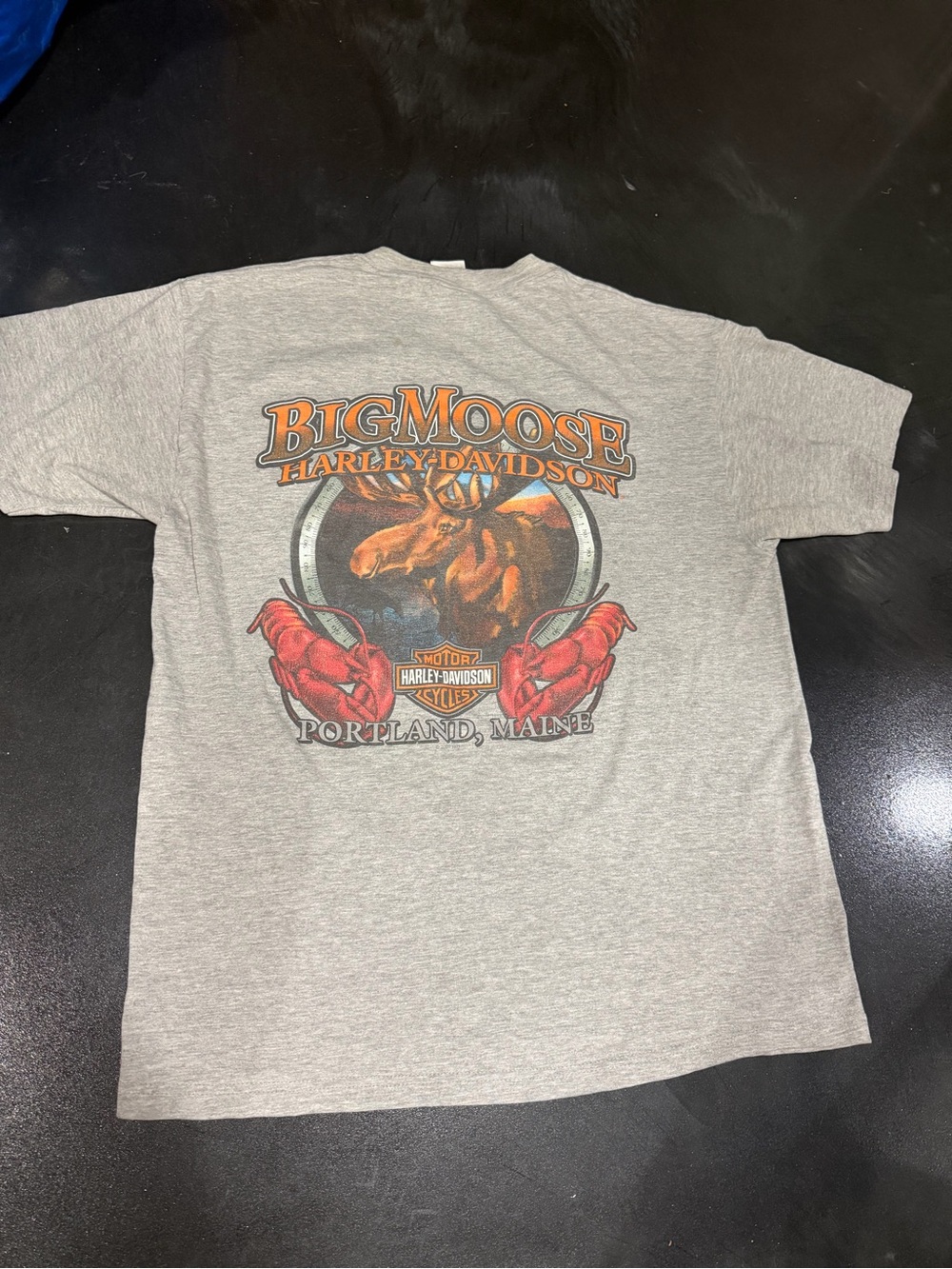 Harley-Davidson Gray Tee with Orange & Red Big Moose Graphic